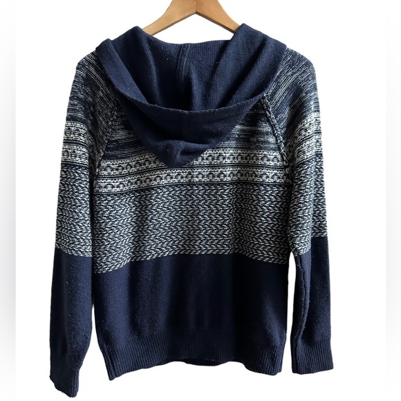 Anapo Womens Navy Blue Wool Blend‎ Knit Hoodie Long Sleeve Sweater Size M - Picture 3 of 11